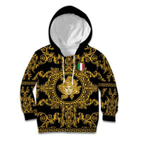 World Football 2026 Italy Custom Kid Hoodie Black Gold Baroque Medusa Edition - Wonder Print Shop