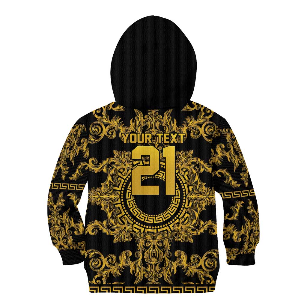 World Football 2026 Italy Custom Kid Hoodie Black Gold Baroque Medusa Edition - Wonder Print Shop