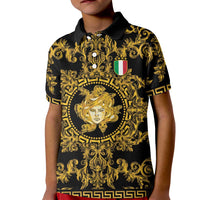 World Football 2026 Italy Custom Kid Polo Shirt Black Gold Baroque Medusa Edition - Wonder Print Shop