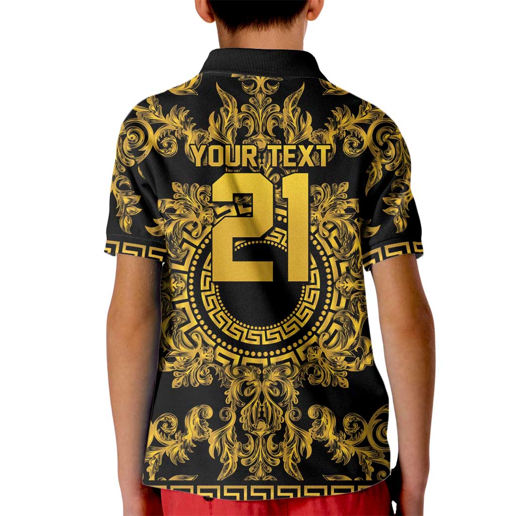 World Football 2026 Italy Custom Kid Polo Shirt Black Gold Baroque Medusa Edition - Wonder Print Shop