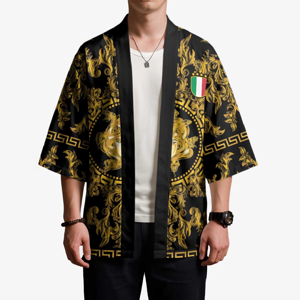 World Football 2026 Italy Custom Kimono Black Gold Baroque Medusa Edition - Wonder Print Shop