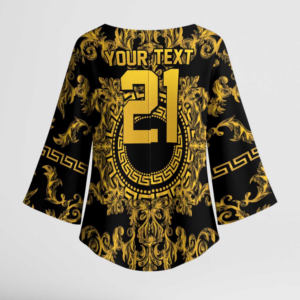 World Football 2026 Italy Custom Kimono Sleeve Blouse Black Gold Baroque Medusa Edition - Wonder Print Shop