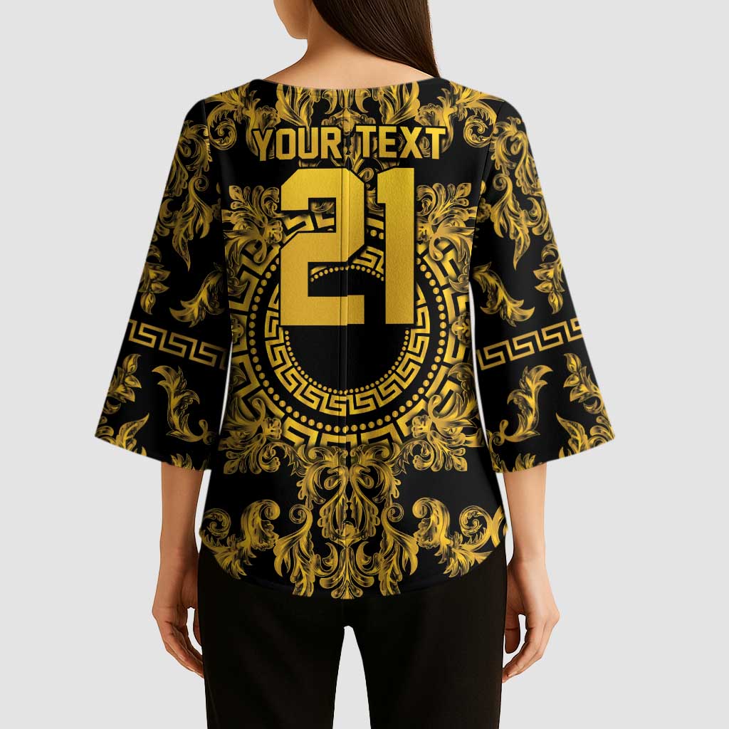 World Football 2026 Italy Custom Kimono Sleeve Blouse Black Gold Baroque Medusa Edition - Wonder Print Shop