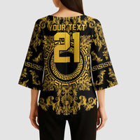 World Football 2026 Italy Custom Kimono Sleeve Blouse Black Gold Baroque Medusa Edition - Wonder Print Shop