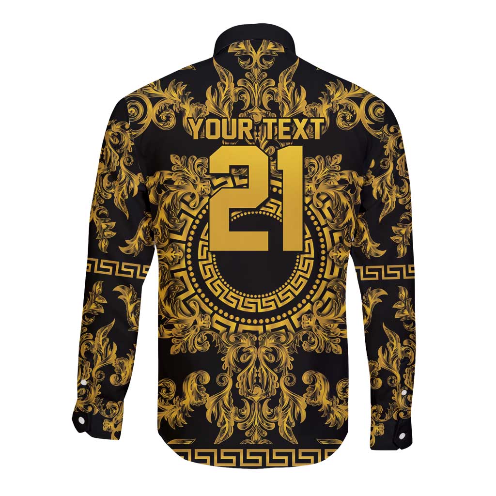 World Football 2026 Italy Custom Long Sleeve Button Shirt Black Gold Baroque Medusa Edition - Wonder Print Shop