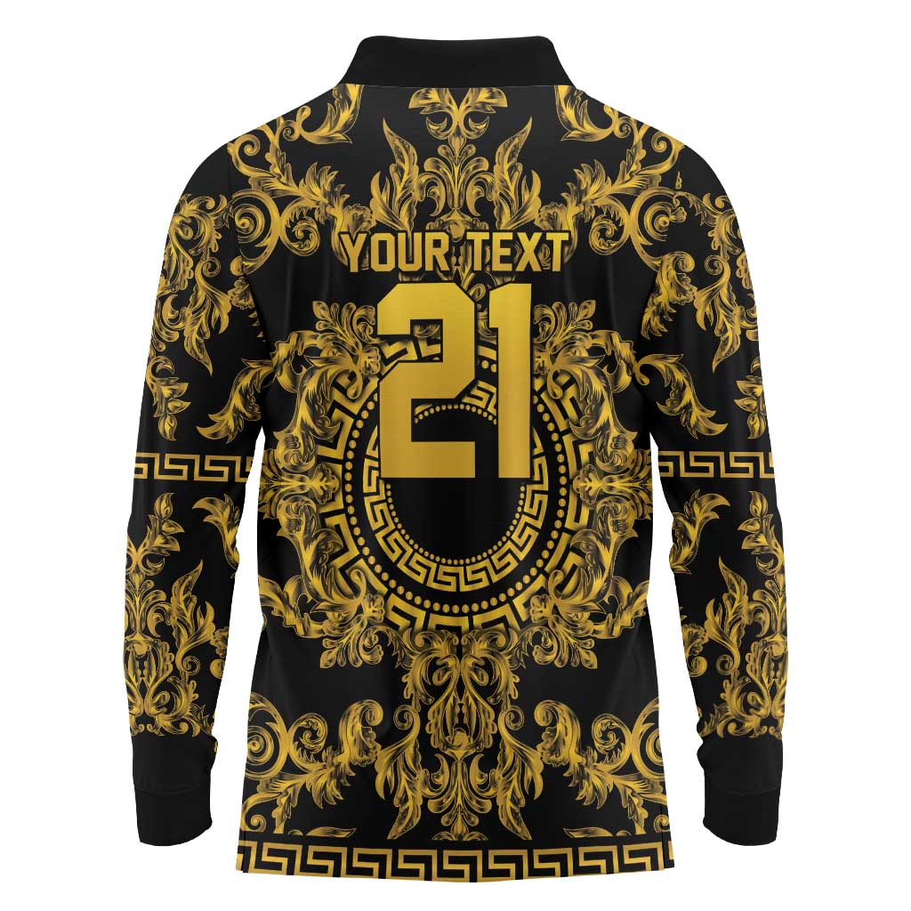 World Football 2026 Italy Custom Long Sleeve Polo Shirt Black Gold Baroque Medusa Edition - Wonder Print Shop