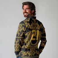 World Football 2026 Italy Custom Long Sleeve Polo Shirt Black Gold Baroque Medusa Edition - Wonder Print Shop