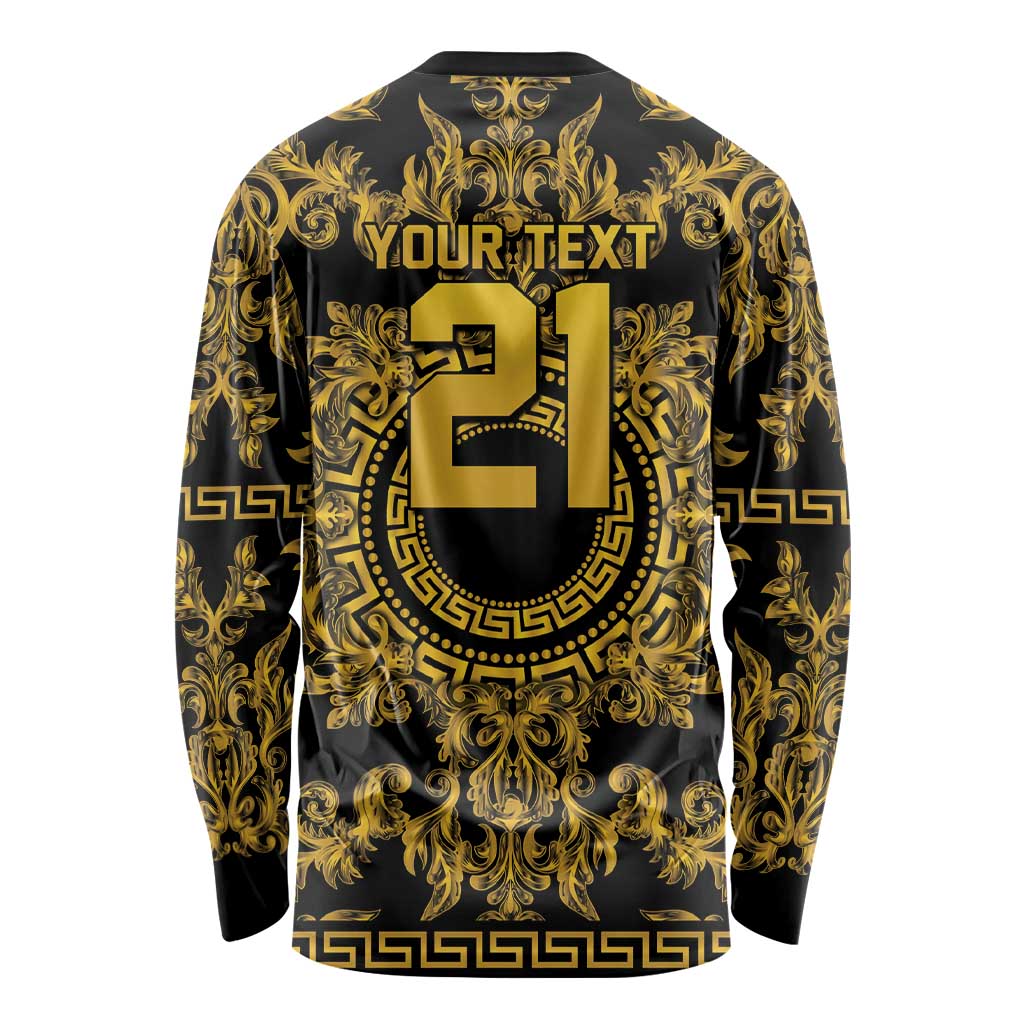 World Football 2026 Italy Custom Long Sleeve Shirt Black Gold Baroque Medusa Edition - Wonder Print Shop