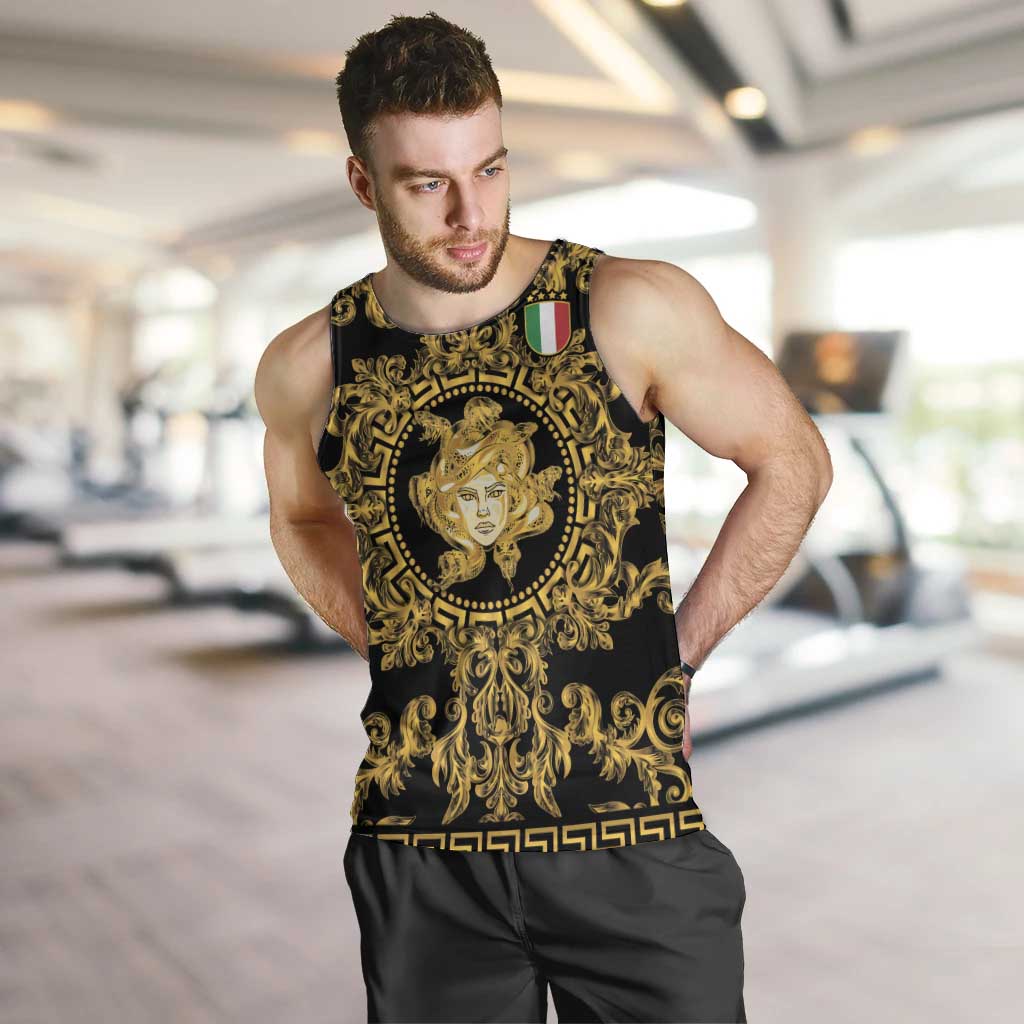 World Football 2026 Italy Custom Men Tank Top Black Gold Baroque Medusa Edition - Wonder Print Shop