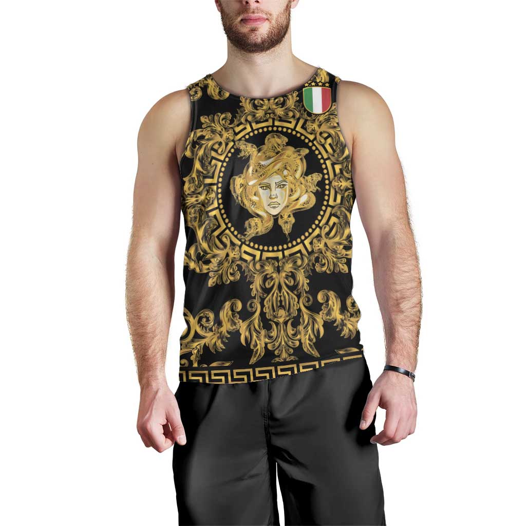 World Football 2026 Italy Custom Men Tank Top Black Gold Baroque Medusa Edition - Wonder Print Shop