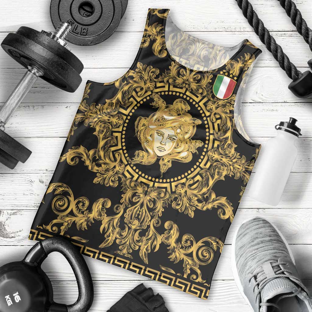 World Football 2026 Italy Custom Men Tank Top Black Gold Baroque Medusa Edition - Wonder Print Shop