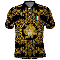 World Football 2026 Italy Custom Polo Shirt Black Gold Baroque Medusa Edition - Wonder Print Shop