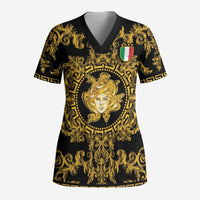 World Football 2026 Italy Custom Scrub Top Black Gold Baroque Medusa Edition - Wonder Print Shop