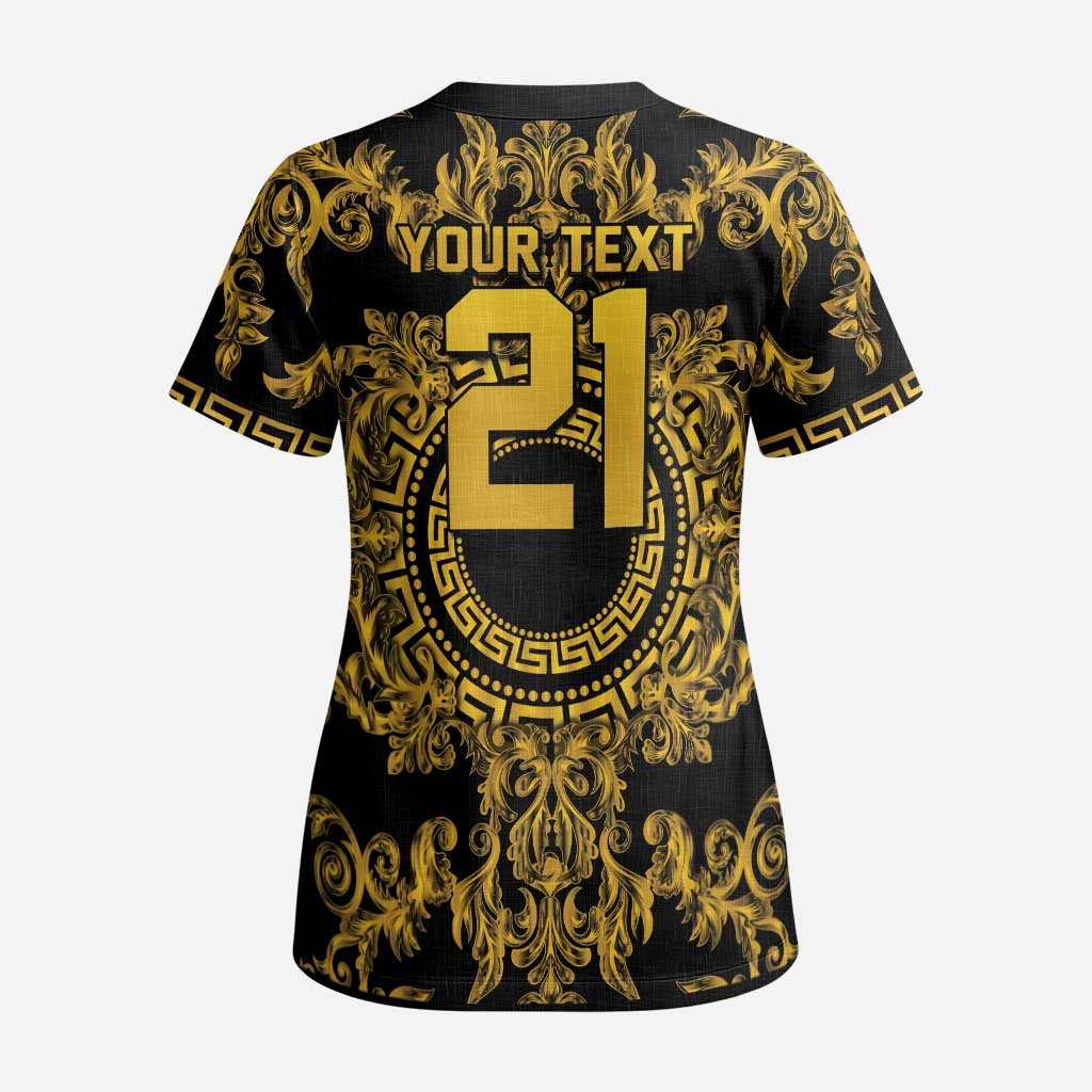 World Football 2026 Italy Custom Scrub Top Black Gold Baroque Medusa Edition - Wonder Print Shop