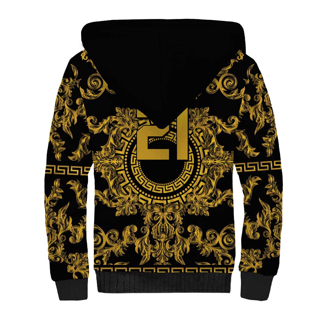 World Football 2026 Italy Custom Sherpa Hoodie Black Gold Baroque Medusa Edition - Wonder Print Shop