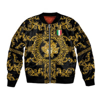 World Football 2026 Italy Custom Sleeve Zip Bomber Jacket Black Gold Baroque Medusa Edition - Wonder Print Shop