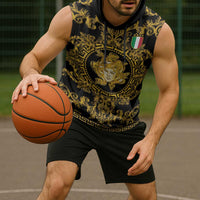 World Football 2026 Italy Custom Sleeveless Hoodie Black Gold Baroque Medusa Edition - Wonder Print Shop