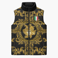 World Football 2026 Italy Custom Sleeveless Puffer Jacket Black Gold Baroque Medusa Edition - Wonder Print Shop