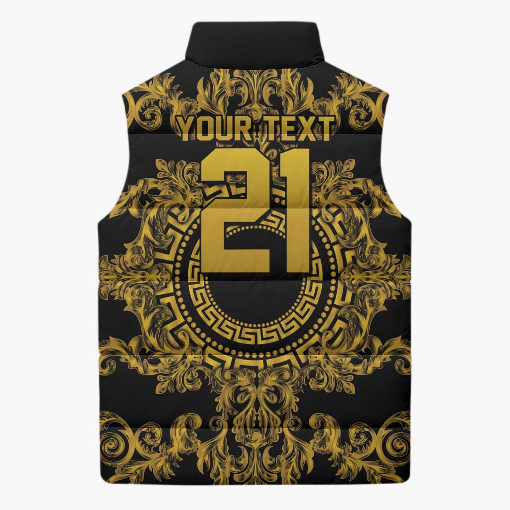 World Football 2026 Italy Custom Sleeveless Puffer Jacket Black Gold Baroque Medusa Edition - Wonder Print Shop