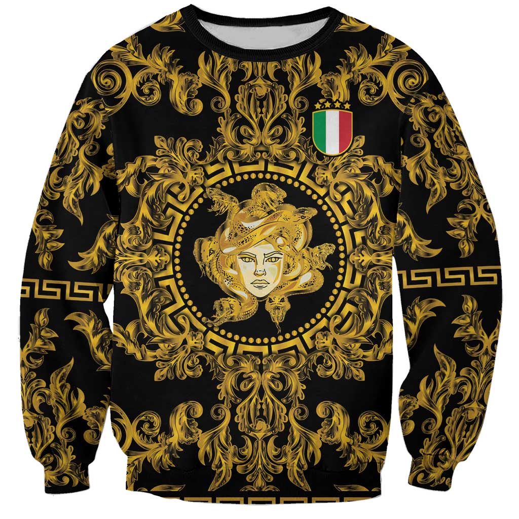 World Football 2026 Italy Custom Sweatshirt Black Gold Baroque Medusa Edition - Wonder Print Shop