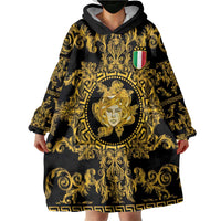 World Football 2026 Italy Custom Wearable Blanket Hoodie Black Gold Baroque Medusa Edition - Wonder Print Shop