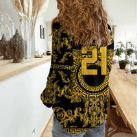 World Football 2026 Italy Custom Women Casual Shirt Black Gold Baroque Medusa Edition - Wonder Print Shop