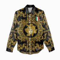 World Football 2026 Italy Custom Women Casual Shirt Black Gold Baroque Medusa Edition - Wonder Print Shop