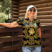 World Football 2026 Italy Custom Women Polo Shirt Black Gold Baroque Medusa Edition - Wonder Print Shop