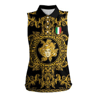 World Football 2026 Italy Custom Women Sleeveless Polo Shirt Black Gold Baroque Medusa Edition - Wonder Print Shop