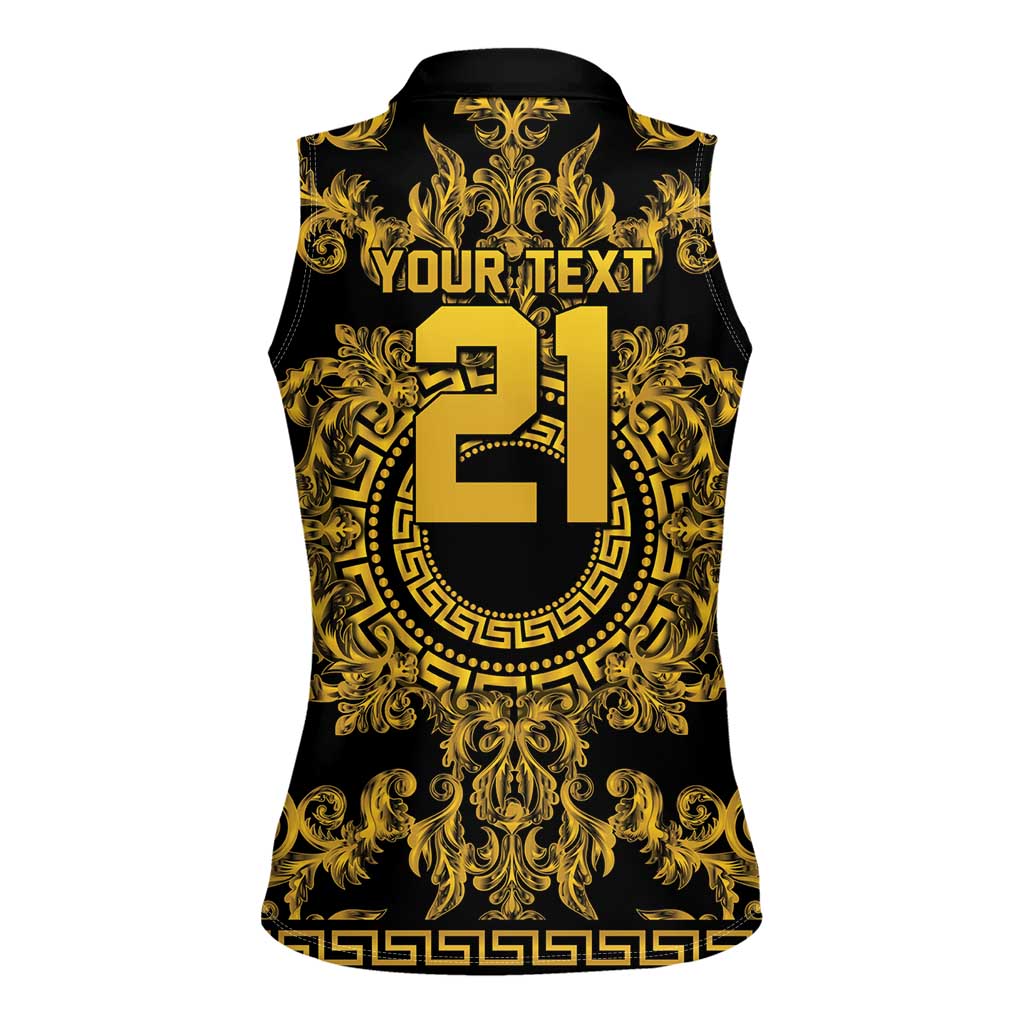 World Football 2026 Italy Custom Women Sleeveless Polo Shirt Black Gold Baroque Medusa Edition - Wonder Print Shop