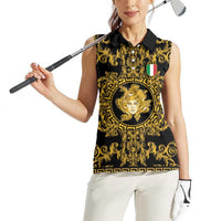 World Football 2026 Italy Custom Women Sleeveless Polo Shirt Black Gold Baroque Medusa Edition - Wonder Print Shop