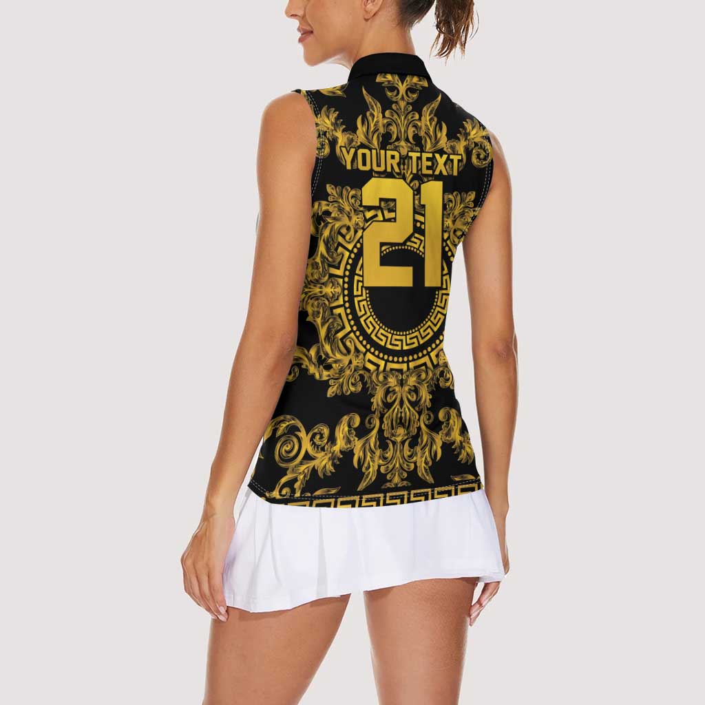 World Football 2026 Italy Custom Women Sleeveless Polo Shirt Black Gold Baroque Medusa Edition - Wonder Print Shop