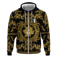 World Football 2026 Italy Custom Zip Hoodie Black Gold Baroque Medusa Edition - Wonder Print Shop