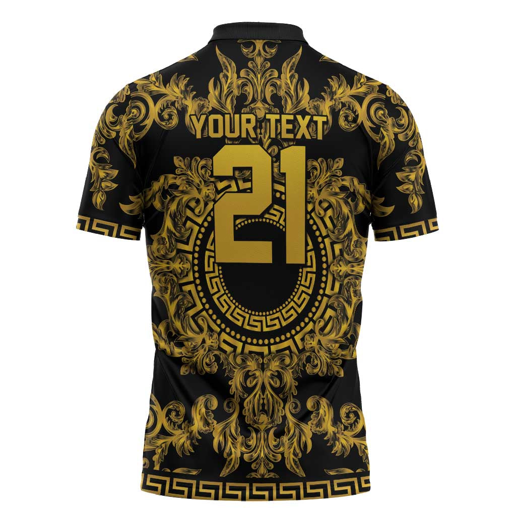 World Football 2026 Italy Custom Zipper Polo Shirt Black Gold Baroque Medusa Edition - Wonder Print Shop