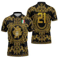 World Football 2026 Italy Custom Zipper Polo Shirt Black Gold Baroque Medusa Edition - Wonder Print Shop