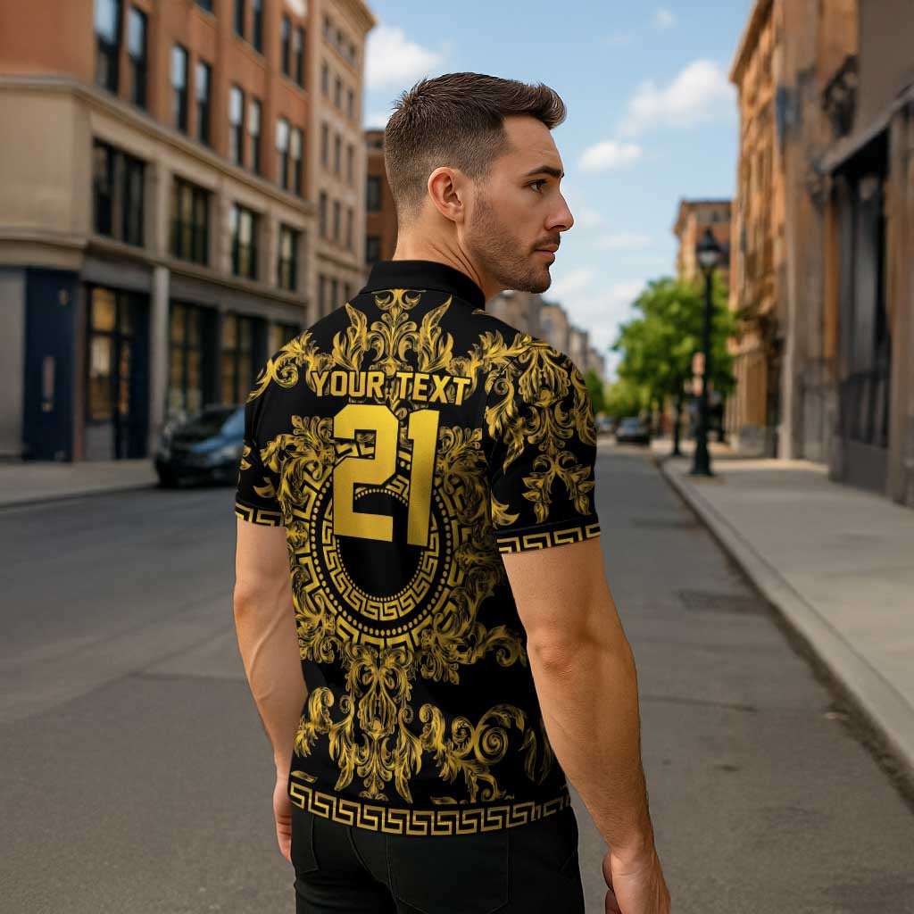 World Football 2026 Italy Custom Zipper Polo Shirt Black Gold Baroque Medusa Edition - Wonder Print Shop