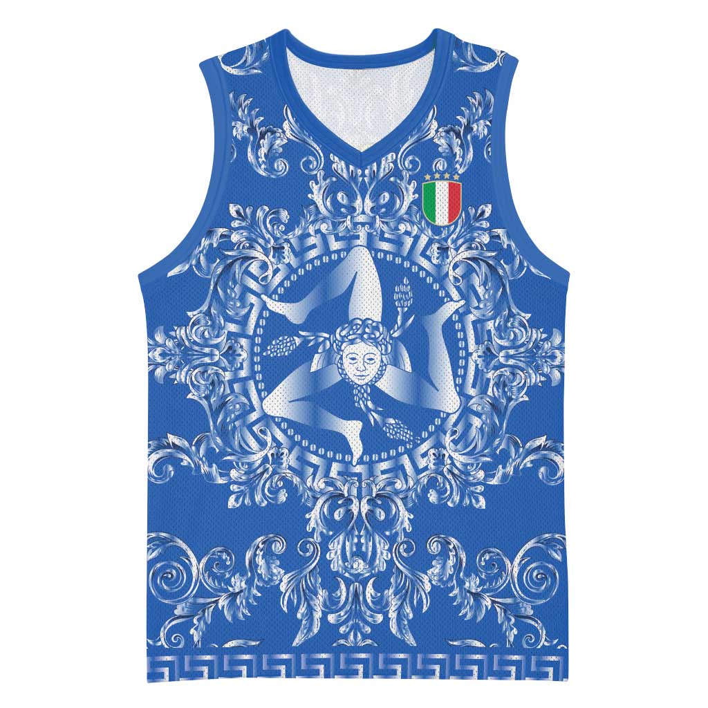 World Football 2026 Italy Custom Basketball Jersey Blue Baroque Trinacria Edition - Wonder Print Shop