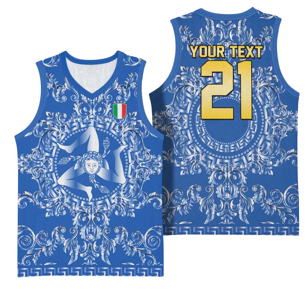 World Football 2026 Italy Custom Basketball Jersey Blue Baroque Trinacria Edition - Wonder Print Shop
