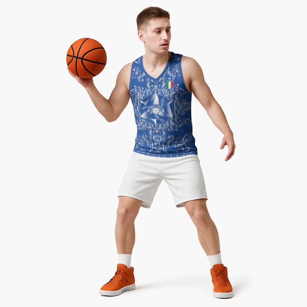 World Football 2026 Italy Custom Basketball Jersey Blue Baroque Trinacria Edition - Wonder Print Shop