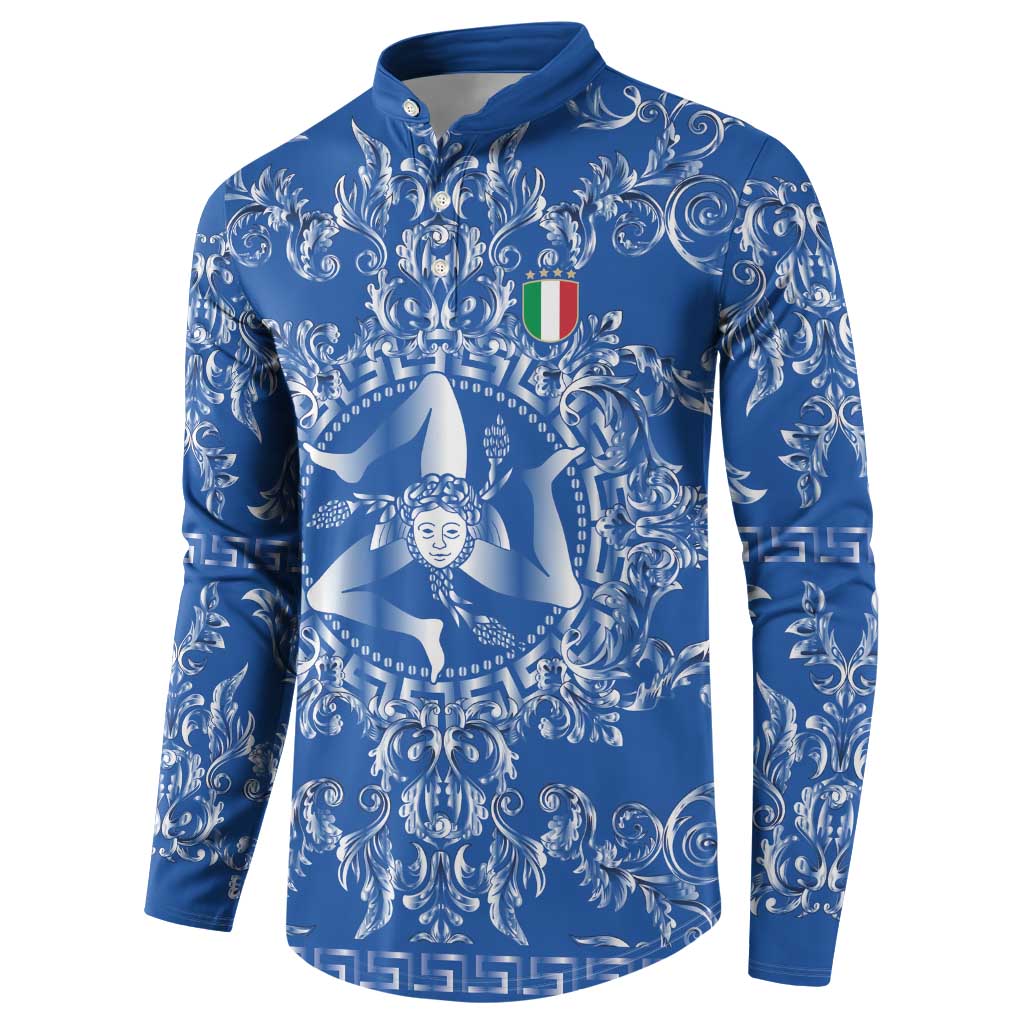 World Football 2026 Italy Custom Button Sweatshirt Blue Baroque Trinacria Edition - Wonder Print Shop