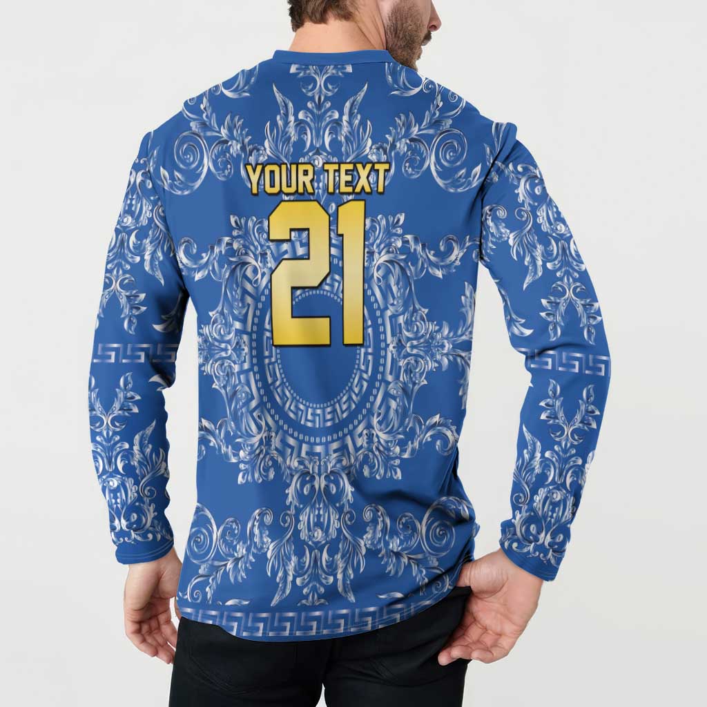 World Football 2026 Italy Custom Button Sweatshirt Blue Baroque Trinacria Edition - Wonder Print Shop