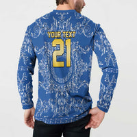 World Football 2026 Italy Custom Button Sweatshirt Blue Baroque Trinacria Edition - Wonder Print Shop