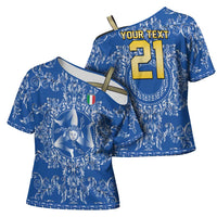 World Football 2026 Italy Custom Cross Shoulder Shirt Blue Baroque Trinacria Edition - Wonder Print Shop