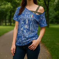 World Football 2026 Italy Custom Cross Shoulder Shirt Blue Baroque Trinacria Edition - Wonder Print Shop