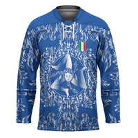 World Football 2026 Italy Custom Hockey Jersey Blue Baroque Trinacria Edition - Wonder Print Shop