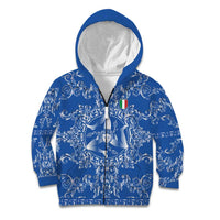 World Football 2026 Italy Custom Kid Hoodie Blue Baroque Trinacria Edition - Wonder Print Shop