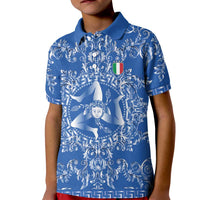 World Football 2026 Italy Custom Kid Polo Shirt Blue Baroque Trinacria Edition - Wonder Print Shop