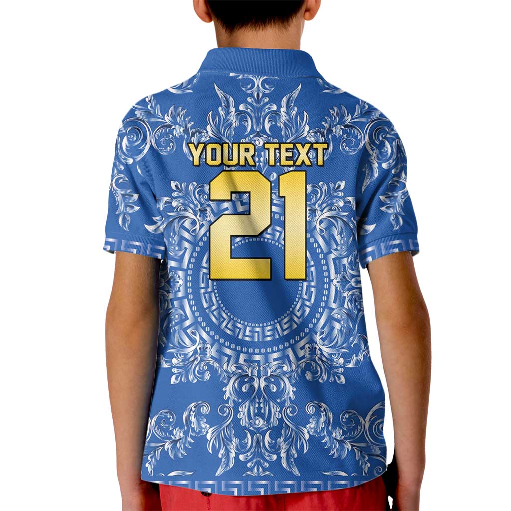 World Football 2026 Italy Custom Kid Polo Shirt Blue Baroque Trinacria Edition - Wonder Print Shop