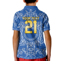 World Football 2026 Italy Custom Kid Polo Shirt Blue Baroque Trinacria Edition - Wonder Print Shop