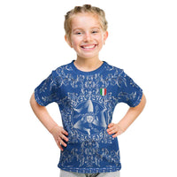 World Football 2026 Italy Custom Kid T Shirt Blue Baroque Trinacria Edition - Wonder Print Shop